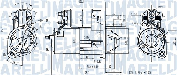 Electromotor (12V, 1,2kW) potrivit HYUNDAI COUPE II, HIGHWAY, SANTA FE I, SONATA IV, TRAJET, TUCSON, XG; KIA CARNIVAL II, MAGENTIS I, OPIRUS, SPORTAGE II 1.6-3.5 06.98-