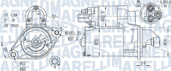 Electromotor (12V, 1,2kW) potrivit TOYOTA AURIS, AVENSIS, COROLLA, RAV 4 III, VERSO, YARIS 1.2-2.0 08.05-08.19