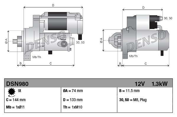 Electromotor potrivit TOYOTA YARIS 1.3 2005-2010 - (12V, 1,3kW) [3]