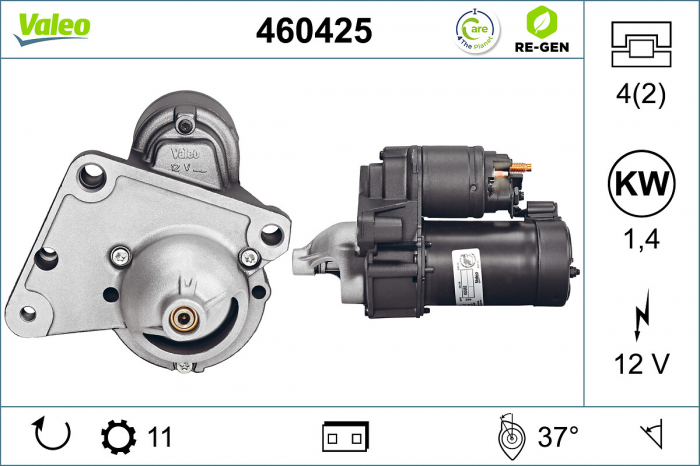 Electromotor (12V, 1,4kW) potrivit DS DS 3; CITROEN BERLINGO, BERLINGO MULTISPACE, BERLINGO MINIVAN, C1, C2, C3 I, C3 II, C3 PICASSO, C3 PLURIEL, C4, C4 CACTUS, C4 GRAND PICASSO I 1.4D-2.2D 09.01-