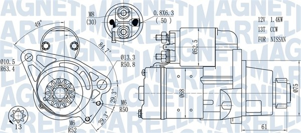 Electromotor (12V, 1,4kW) potrivit NISSAN X-TRAIL I 2.0 2.5 07.01-01.13