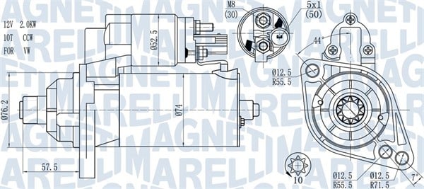 Electromotor (12V, 1,7kW) potrivit AUDI A3; SEAT ALTEA, ALTEA XL, IBIZA IV, LEON; SKODA OCTAVIA II, YETI; VW BEETLE, CADDY III, CADDY III MINIVAN, EOS, GOLF PLUS V, GOLF VI 1.2-2.0D 02.03-