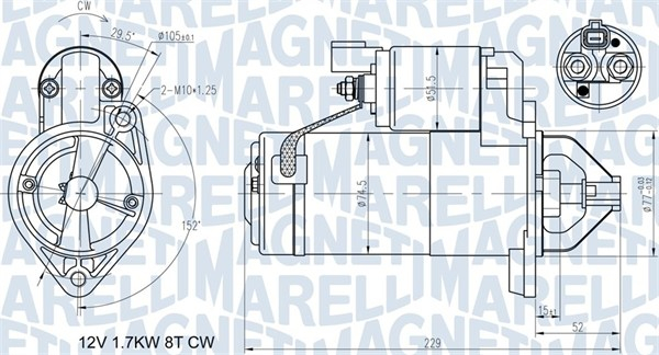 Electromotor potrivit HYUNDAI ACCENT III, ELANTRA IV, GETZ, I20 I, I30, IX20, MATRIX; KIA CARENS III, CEE'D, CERATO I, PICANTO I, PRO CEE'D, RIO II, RIO III, SOUL I 1.1D-1.6D dupa 2004 - (12V, 1,7kW) [3]