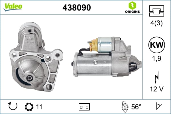 Electromotor (12V, 1,9kW) potrivit MITSUBISHI CARISMA, SPACE STAR; NISSAN INTERSTAR, PRIMASTAR, PRIMERA; OPEL MOVANO A, VIVARO A; RENAULT ESPACE IV, GRAND SCENIC II, LAGUNA II 1.9D 2.0 2.5D 09.00-