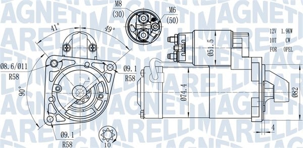 Electromotor (12V, 1,9kW) potrivit OPEL ASTRA H, ASTRA H GTC, ASTRA H KOMBI, ASTRA J, ASTRA J GTC, INSIGNIA A, INSIGNIA A COUNTRY, VECTRA C, VECTRA C GTS, ZAFIRA B, ZAFIRA C 1.9D 2.0D 04.04-