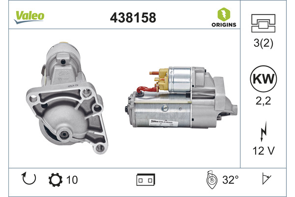 Electromotor (12V, 2,2kW) potrivit NISSAN INTERSTAR, KUBISTAR, PRIMASTAR; OPEL MOVANO A, VIVARO A; RENAULT AVANTIME, ESPACE III, LAGUNA II, MASTER II, TRAFIC II, VEL SATIS 1.5D 2.2D 2.5D 09.00-