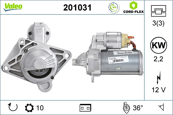 Electromotor (12V, 2,2kW) potrivit NISSAN NV400, PRIMASTAR, QASHQAI I, X-TRAIL II; OPEL MOVANO B, VIVARO A; RENAULT ESPACE IV, GRAND SCENIC II, GRAND SCENIC III, KOLEOS I, LAGUNA 2.0D 2.3D 08.05-