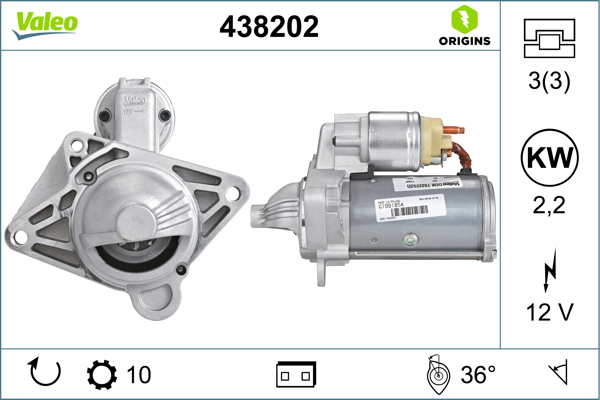 Electromotor (12V, 2,2kW) potrivit NISSAN PRIMASTAR, QASHQAI I, X-TRAIL II; OPEL VIVARO A; RENAULT ESPACE IV, GRAND SCENIC II, GRAND SCENIC III, KOLEOS I, LAGUNA, LAGUNA II 2.0D 2.3D 08.05-