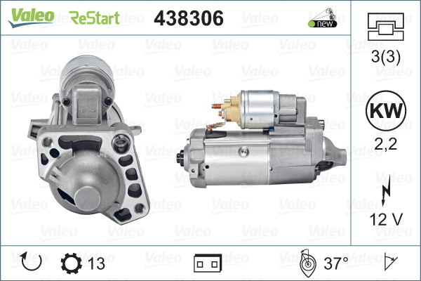 Electromotor (12V, 2,2kW) potrivit VOLVO S60 II, S80 II, S90 II, V40, V60 I, V60 II, V70 III, V90 II, XC40, XC60 I, XC60 II, XC90 II 1.5-2.0H 12.09-