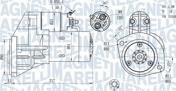 Electromotor (12V, 2,5kW) potrivit NISSAN PATHFINDER II, PICK UP, TERRANO II, TRADE 2.5D 2.7D 3.0D 08.87-04.05