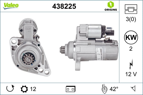 Electromotor (12V, 2kW) potrivit AUDI A1, A3; SEAT ALTEA, ALTEA XL, IBIZA IV, IBIZA IV SC, IBIZA IV ST, LEON, TOLEDO IV; SKODA FABIA II, RAPID, ROOMSTER, ROOMSTER PRAKTIK 1.2-2.0D 03.04-