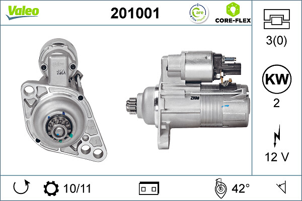 Electromotor (12V, 2kW) potrivit AUDI A3, TT; SEAT ALTEA, ALTEA XL, CORDOBA, IBIZA III, IBIZA IV, IBIZA IV SC, LEON, TOLEDO III; SKODA FABIA I, FABIA II, OCTAVIA II, ROOMSTER 1.4-2.0D 10.99-