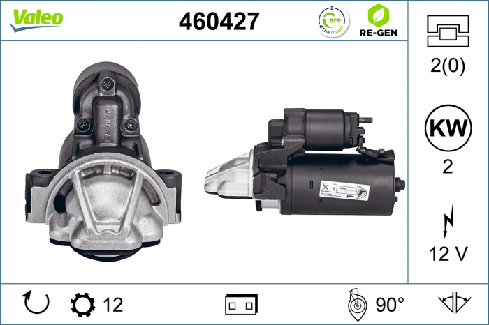 Electromotor (12V, 2kW) potrivit CITROEN JUMPER II; FIAT DUCATO; FORD TOURNEO CUSTOM V362, TRANSIT, TRANSIT CUSTOM V362, TRANSIT TOURNEO; LAND ROVER DEFENDER; PEUGEOT BOXER 2.2D 2.4D 3.2D 04.06-