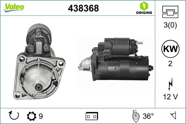 Electromotor (12V, 2kW) potrivit IVECO DAILY I, DAILY II; ALFA ROMEO 145, 146, 147, 156, 159, GT, MITO; CADILLAC BLS; CHEVROLET CRUZE, MALIBU; FIAT BRAVA, BRAVO I, BRAVO II, CROMA 1.3D-2.5D 01.78-