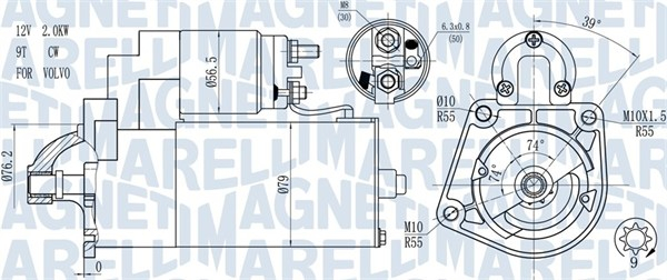 Electromotor (12V, 2kW) potrivit VOLVO C70 II, S40 II, S60 I, S80 I, S80 II, V60 I, V70 II, V70 III, XC60 I, XC70 II 2.4D 01.01-05.18