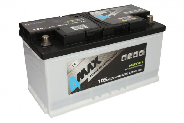Acumulator 4MAX 12V 105Ah (EN) DEEP-CYCLE (R+ borna standard) 353x175x190 B13 - flansa de montare 10.5 mm (ciclu profund) [3]