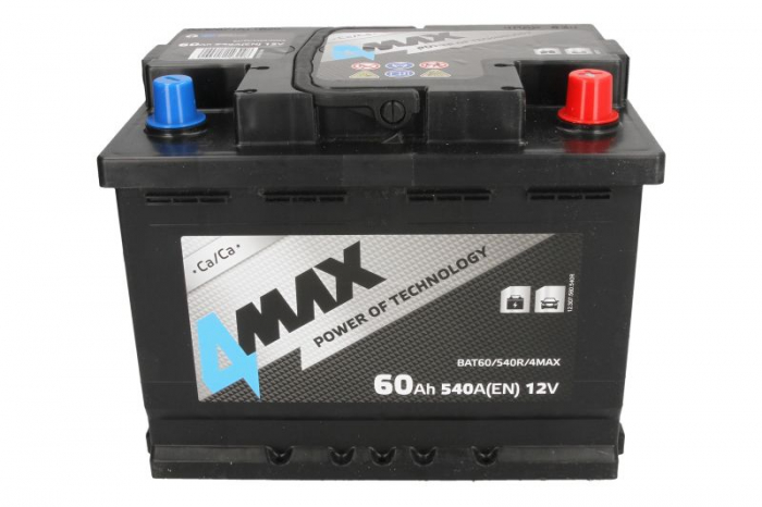 Acumulator 4MAX 12V 60Ah/540A (R+ borna standard) 242x175x190 B13 - flansa de montare 10.5 mm (pornire) [3]