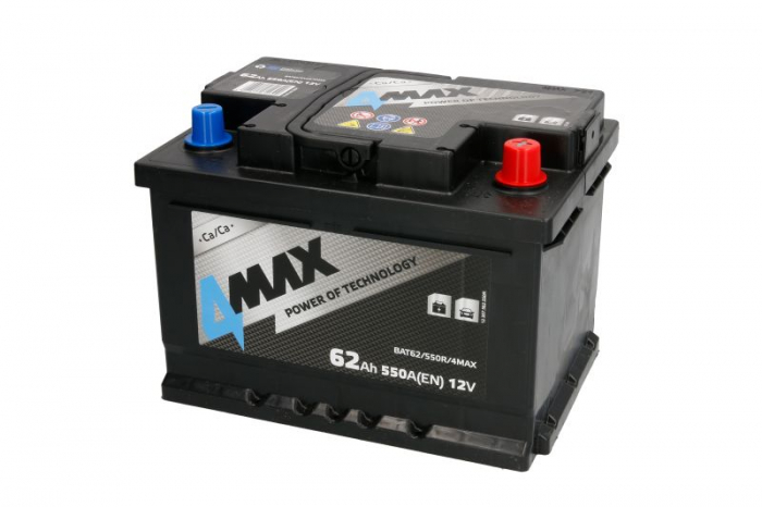 Acumulator 4MAX 12V 62Ah 550A (R+ borna standard) 242x175x175 B13 - flansa de montare 10.5 mm (pornire)
