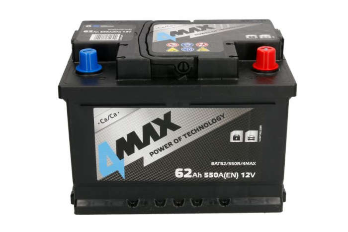 Acumulator 4MAX 12V 62Ah/550A (R+ borna standard) 242x175x175 B13 - flansa de montare 10.5 mm (pornire) [3]
