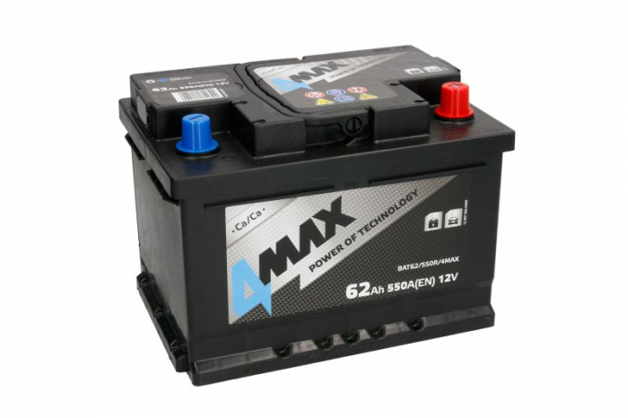 Acumulator 4MAX 12V 62Ah/550A (R+ borna standard) 242x175x175 B13 - flansa de montare 10.5 mm (pornire) [2]