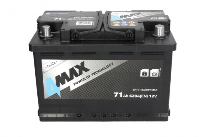 Acumulator 4MAX 12V 71Ah/620A (EN) ECOLINE (R+ borna standard) 278x175x190 B13 - flansa de montare 10.5 mm (pornire) [3]
