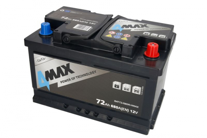 Acumulator 4MAX 12V 72Ah 680A (R+ borna standard) 278x175x175 B13 - flansa de montare 10.5 mm (pornire)