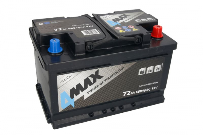 Acumulator 4MAX 12V 72Ah/680A (R+ borna standard) 278x175x175 B13 - flansa de montare 10.5 mm (pornire) [2]