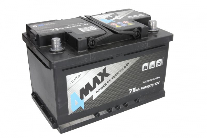 Acumulator 4MAX 12V 75Ah/700A (R+ borna standard) 278x175x175 B13 - flansa de montare 10.5 mm (pornire) [2]