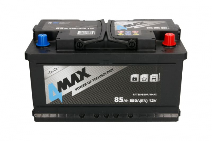 Acumulator 4MAX 12V 85Ah/850A (R+ borna standard) 315x175x175 B13 - flansa de montare 10.5 mm (pornire) [3]