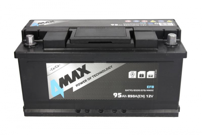 Acumulator 4MAX 12V 95Ah/850A START&Ssuperior EFB (R+ borna standard) 353x175x175 B13 - flansa de montare 10.5 mm (efb/pornire) [3]