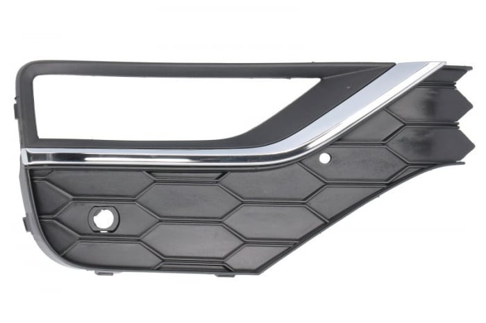 Element bara fata dreapta (cu dungi crom, cu orficii lampa ceata, plastic, negru) potrivit VW AMAROK 2H 05.16-05.22