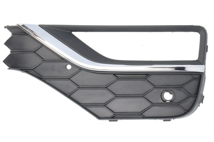 Element bara fata stanga (cu dungi crom, cu orficii lampa ceata, plastic, negru) potrivit VW AMAROK 2H 05.16-05.22