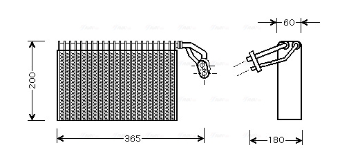 Evaporator aer conditionat potrivit MERCEDES SPRINTER 2-T (B901, B902), SPRINTER 3,5-T (B909), SPRINTER 3-T (B903), SPRINTER 4,6-T (B909), SPRINTER 4-T (B904), SPRINTER 5-T (B905) 2.1D-2.7D 02.95-
