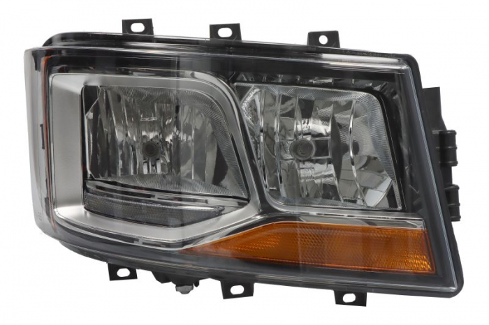 Far dreapta (2 H7 H21W LED, electric, cu motor, cu lumina de zi, culoare insert: crom platinat) potrivit SCANIA G II, L, P II, R II, S 06.17-