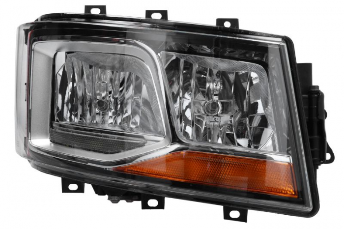 Far dreapta (2 H7 H21W LED, electric, cu motor, cu lumina de zi, culoare insert: crom platinat) potrivit SCANIA G II, L, P II, R II, S 06.17-