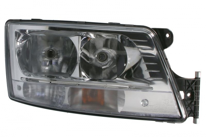 Far dreapta (2 H7 LED PY21W, electric, cu motor, culoare insert: crom platinat, culoare indicator: transparent) potrivit MAN TGX I 06.06-09.21