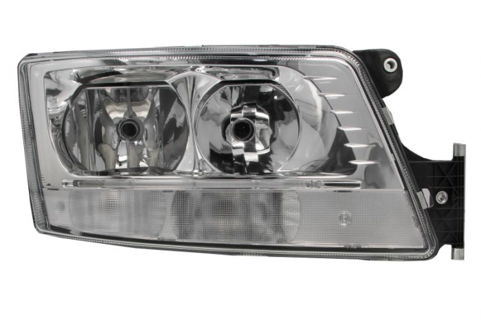 Far dreapta (D1R H21W H7 LED PY21W, electric, cu motor, cu lumina de zi, culoare insert: crom platinat, culoare indicator: transparent) potrivit MAN TGX I 06.06-09.21