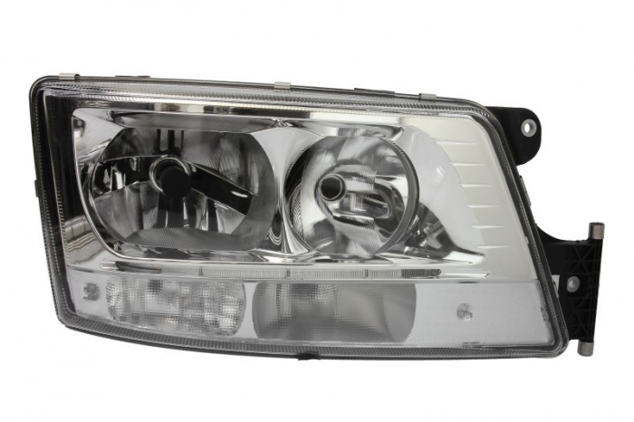 Far dreapta (D1R H21W H7 LED PY21W, electric, cu motoras, culoare interior: crom, culoare semnalizator: alb) potrivit MAN TGX I 06.06-09.21