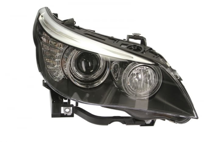 Far dreapta (D1S H3 H8, electric, cu motoras, fundal cromat) BMW Seria 5 2007-2010