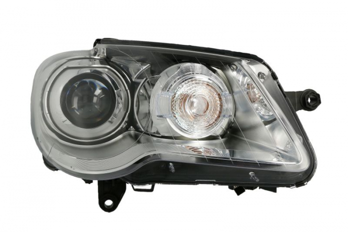 Far dreapta (D1S H8, electric, cu motoras, fundal cromat) VW TOURAN 2003-2010