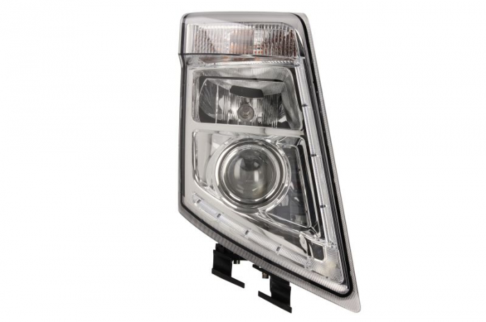 Far dreapta (D2S H7 LED PY21W, manual, fara motor, culoare insert: crom platinat, culoare indicator: transparent) potrivit VOLVO FH, FH II, FH16, FM 09.05-