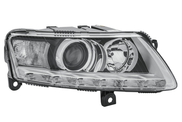 Far dreapta (D3S H7 PY21W, reglaj electric, cu motoras, fundal negru insertii crom, fundal transparent) AUDI A6 2004-2011