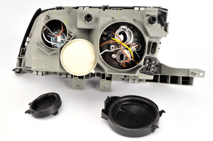 Far dreapta H1/H7, hydraulic, interior argintiu, semnalizator transparent MERCEDES Clasa C W202 intre 1993-1997 [3]