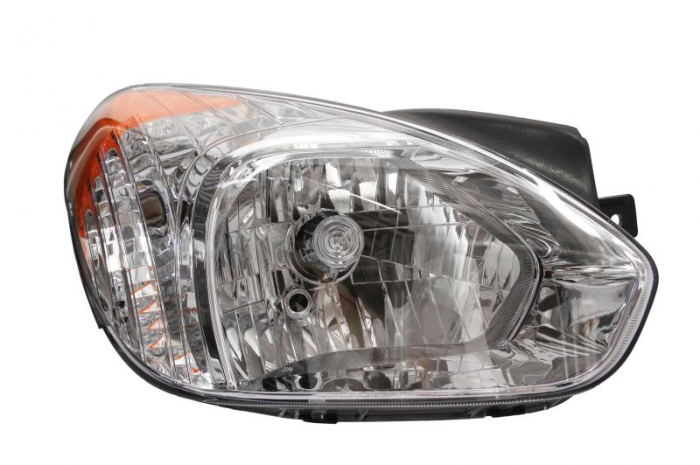 Far Dreapta (H4, electric, fara motoras, culoare insert: cromat, culoare semnalizator: galben) potrivit HYUNDAI ACCENT III