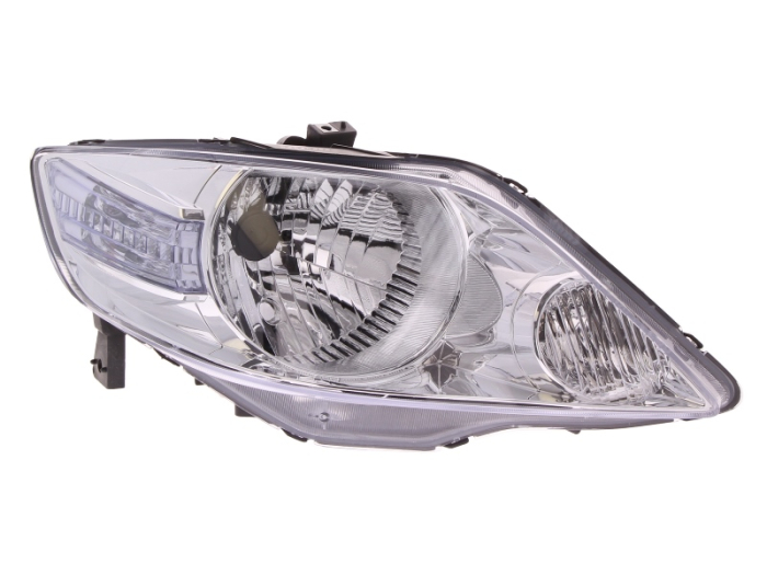 Far Dreapta (H4, electric, fara motoras, culoare insert: cromat, culoare semnalizator: transparent) potrivit HONDA CITY, CITY IV -08.08
