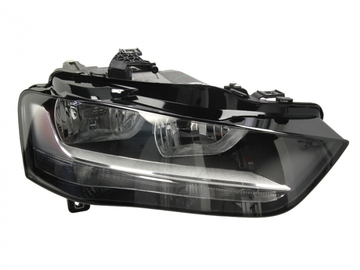 Far dreapta H7, electric, cu motoras, fundal gri, semnalizator transparent AUDI A4 B8 intre 2011-2016