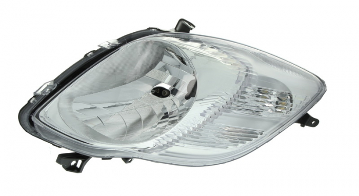 Far Dreapta (halogen, H4, electric, fara motoras, culoare insert: cromat, culoare semnalizator: transparent) potrivit TOYOTA YARIS 01.05-11.10