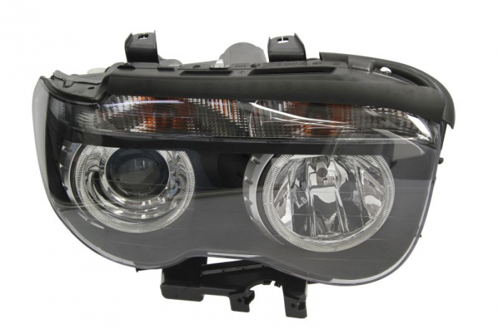 Far fata Dreapta (bi-xenon halogen, D2S H7 PY21W, electric, cu motor, bec, culoare insert: negru, culoare semnalizator: transparent) potrivit BMW 7 (E65, E66, E67)