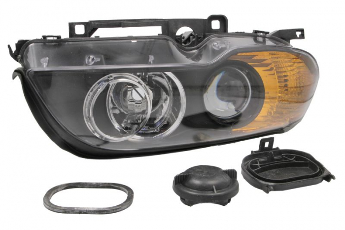 Far fata Dreapta (D2S H7, electric, cu motor, culoare insert: negru) potrivit BMW 3 (E46)