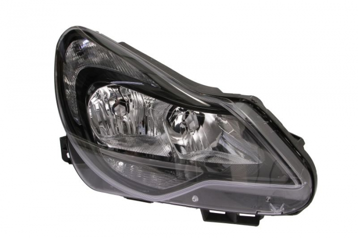 Far fata dreapta (H1 H7, electric, cu motor, culoare interior: negru, culoare semnalizator: alb) potrivit OPEL CORSA D, CORSA D HATCHBACK